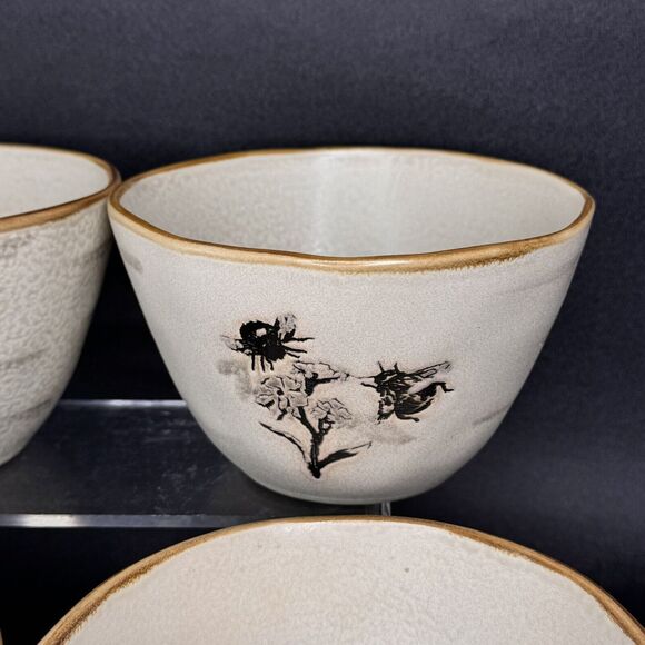 4 Spectrum Bowl Soup Cereal Bird Butterfly Dragonfly Bee Earth Tone 2015 5.25“ - Picture 5 of 11